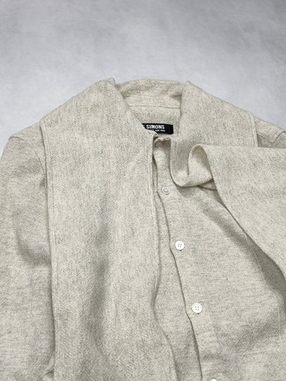 Raf Simons Scarf Collar Wool Shirt (F/W 08) Beige Size 44