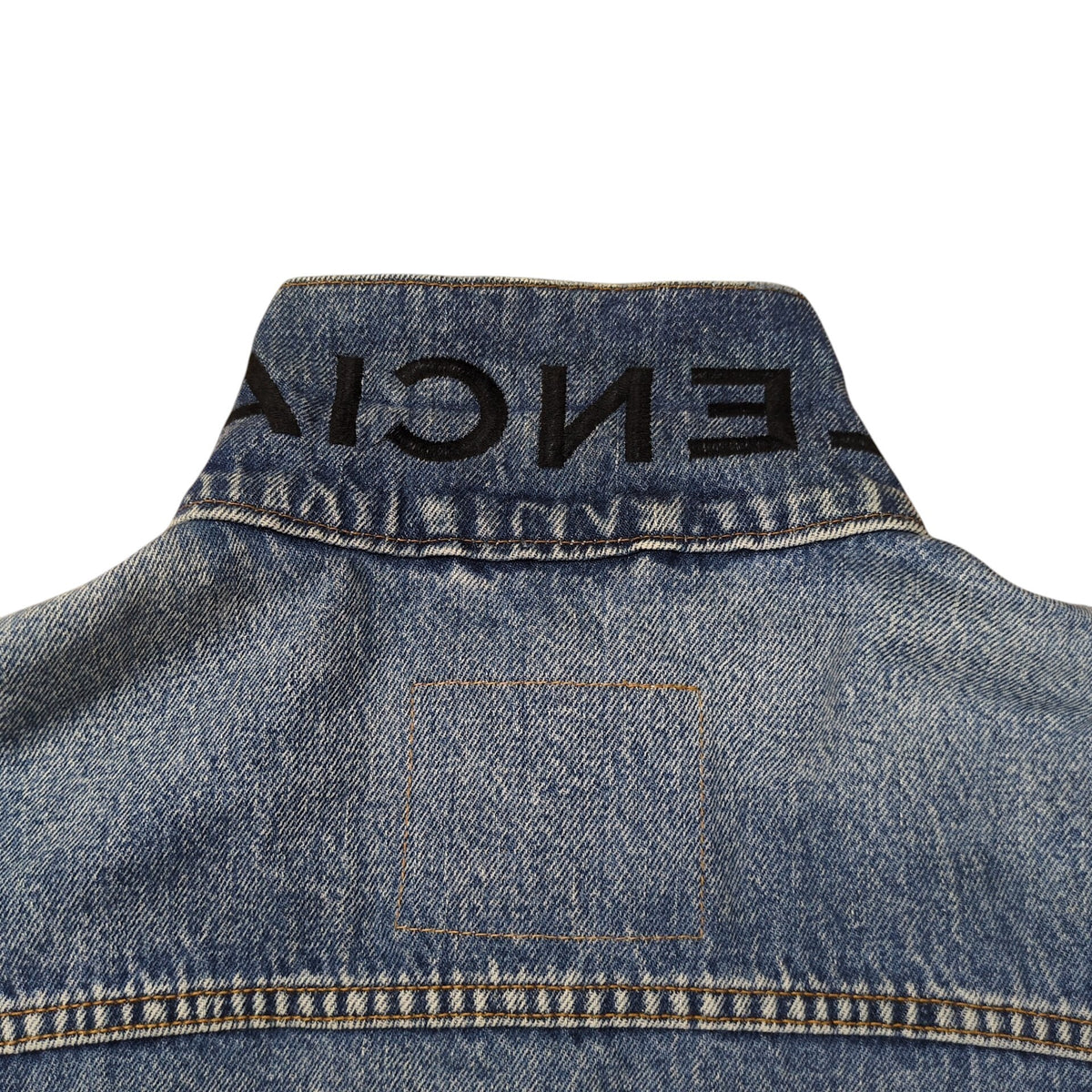 Balenciaga Neck Logo Distressed Denim Jacket Size 34