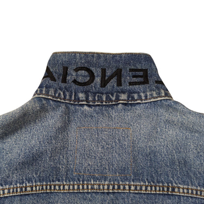 Balenciaga Neck Logo Distressed Denim Jacket Size 34