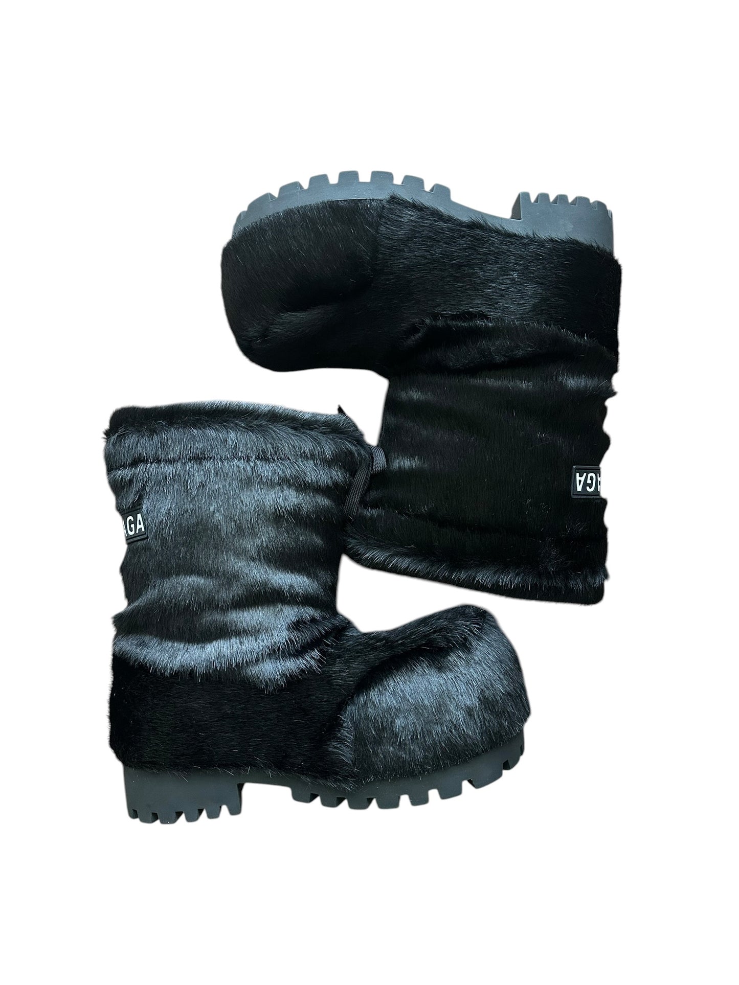 Balenciaga Alaska Black Fur Chunky Boots