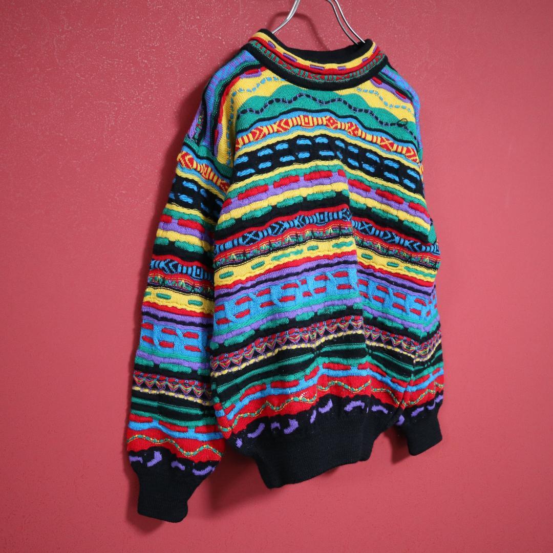 Coogi Vibrant Multi-Color 3D Knit Sweater Size SS