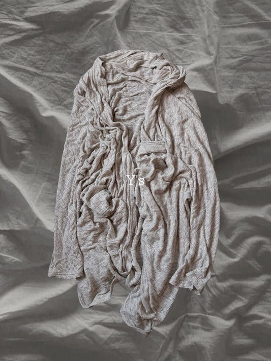 Y's SS17 Linen Asymmetric Drape Cardigan Gray Size 2