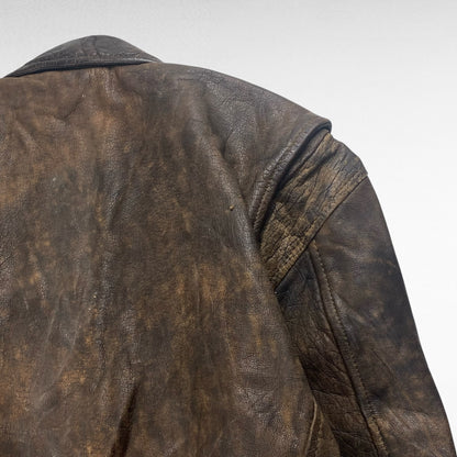 USED Brown Genuine Leather Double Rider Studs Size M
