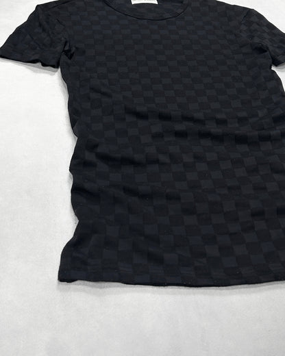 Emporio Armani Black Plaid Stretch Nylon T-Shirt Size L
