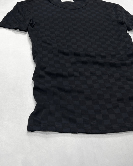 Emporio Armani Black Plaid Stretch Nylon T-Shirt Size L