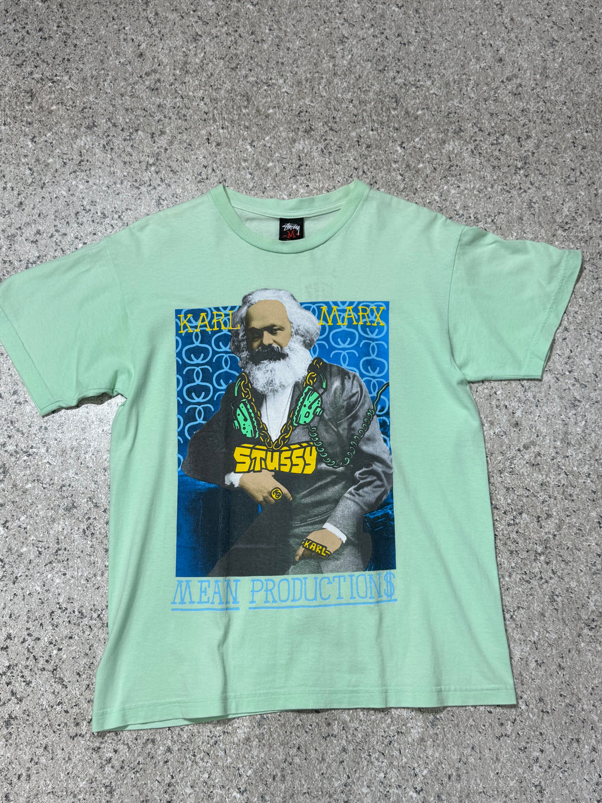 STUSSY Marx Great Minds S/S Tee Light Green Size M
