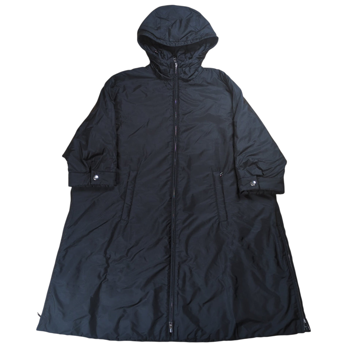 PRADA Black Quilted Zip Detail Nylon Padded Coat Size 36