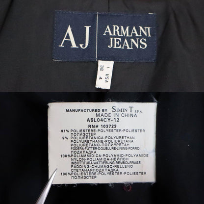 ARMANI JEANS Black Belted Hooded Padded Coat Size S
