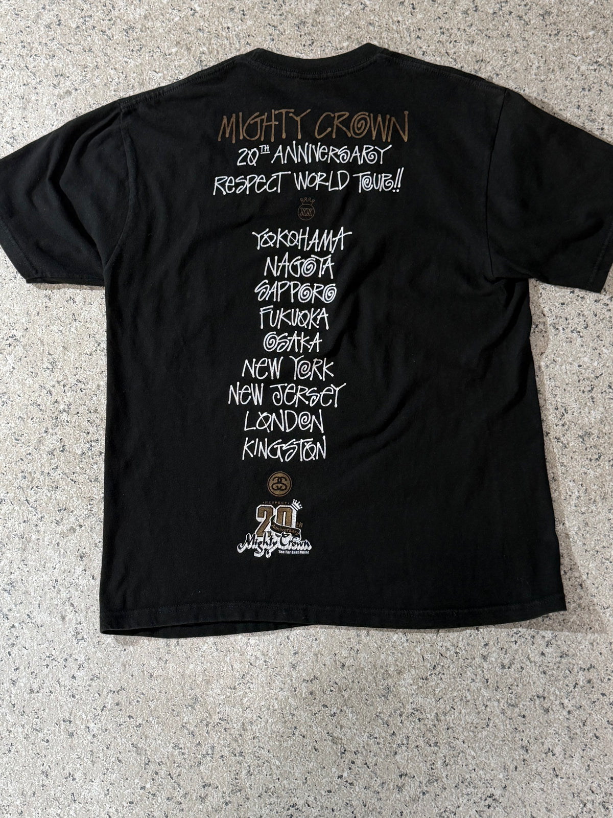 MIGHTY CROWN STUSSY 20th Anniv. T-Shirt Black Size M