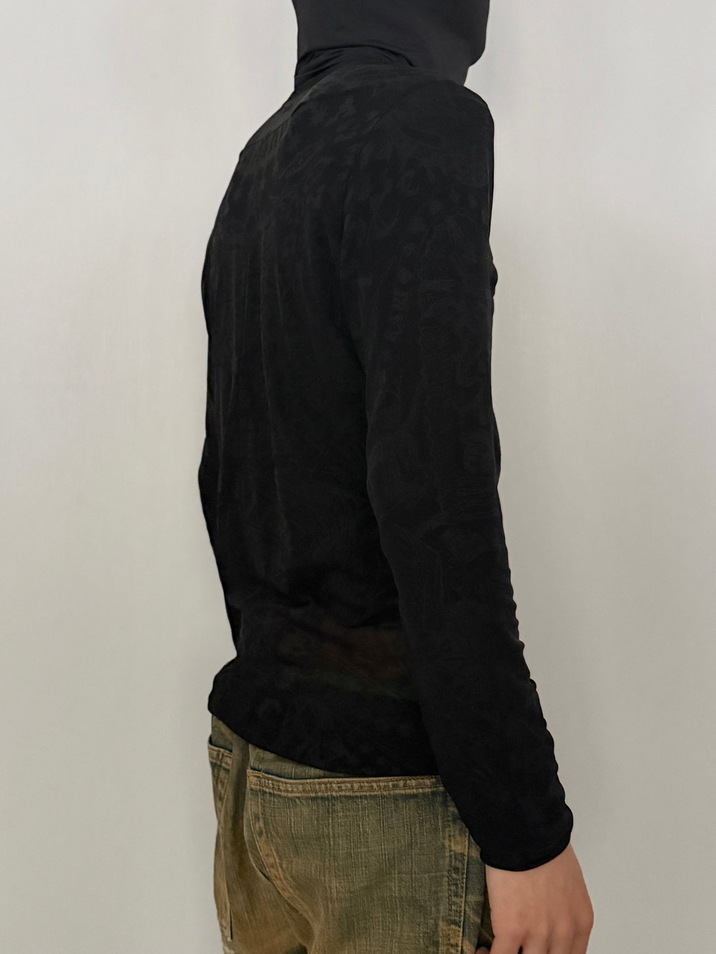 Givenchy Black See-Through Henley Shirt Size XXS