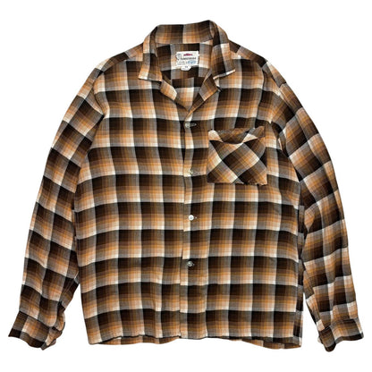 PILGRIM 60's Thunderbird Ombre Rayon Shirt Brown Size M