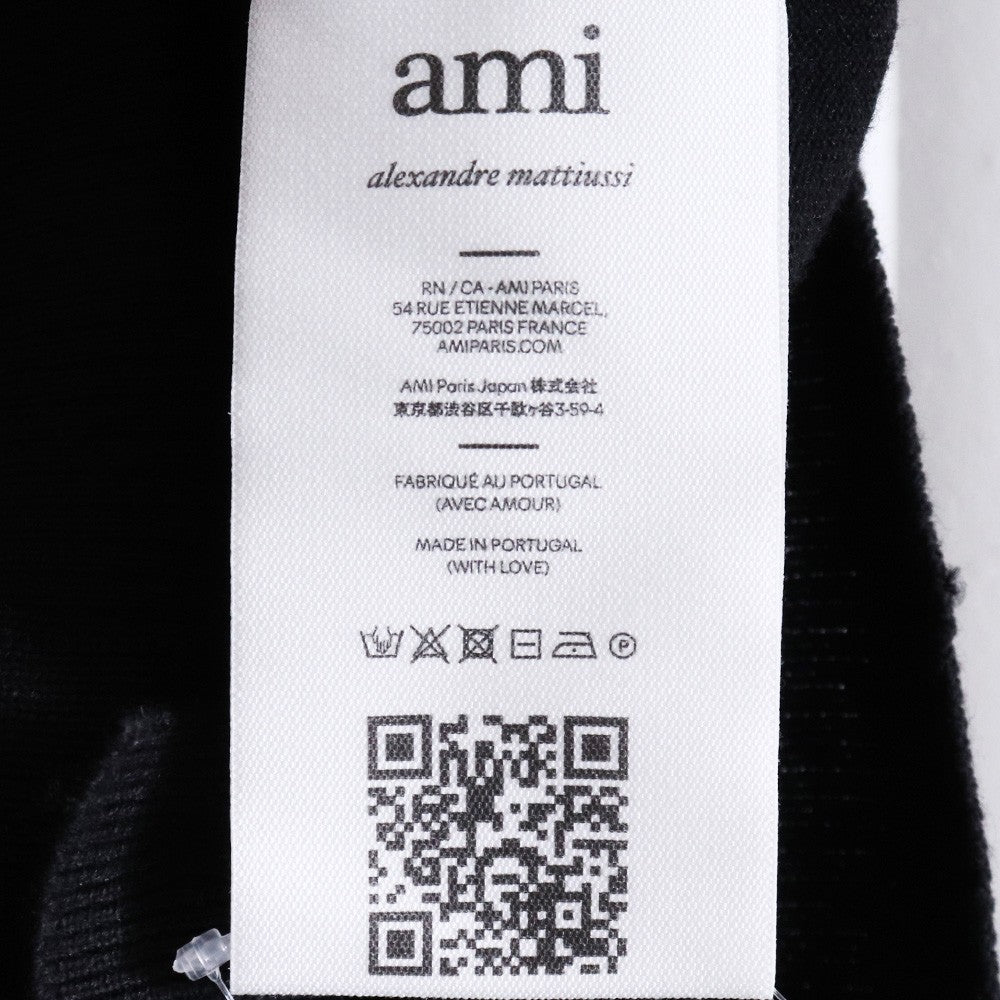 AMI PARIS Merino Wool Logo Cardigan Black Size L