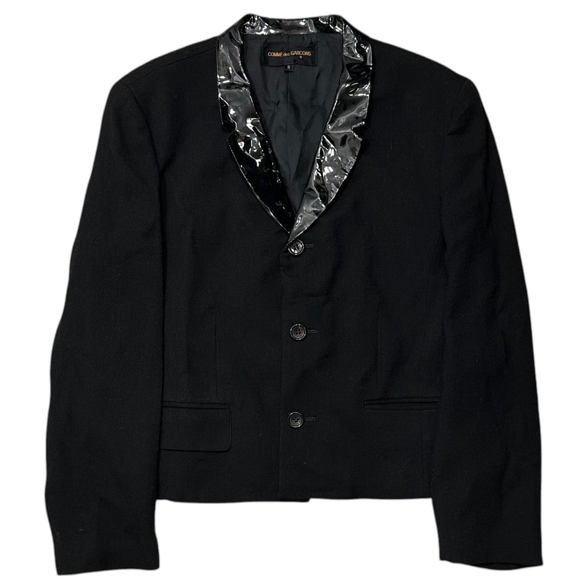 COMME des GARCONS 91AW Vinyl Collar Wool Jacket Size S