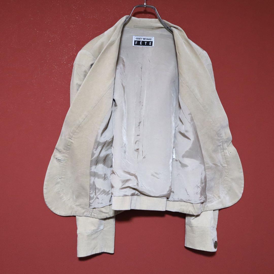 Issey Miyake Beige Cashmere Blend Collarless Jacket Size 2