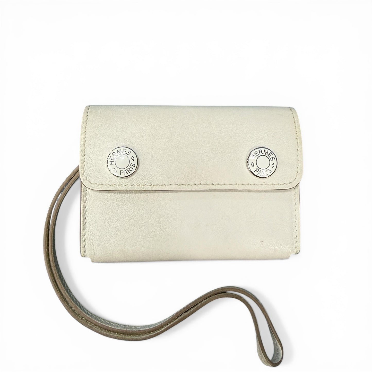 HERMES 2024 Hermèsnap Swift Leather Craie Card Size ONE SIZE