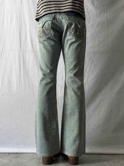 MORGAN Embroidered Flared Denim Size S