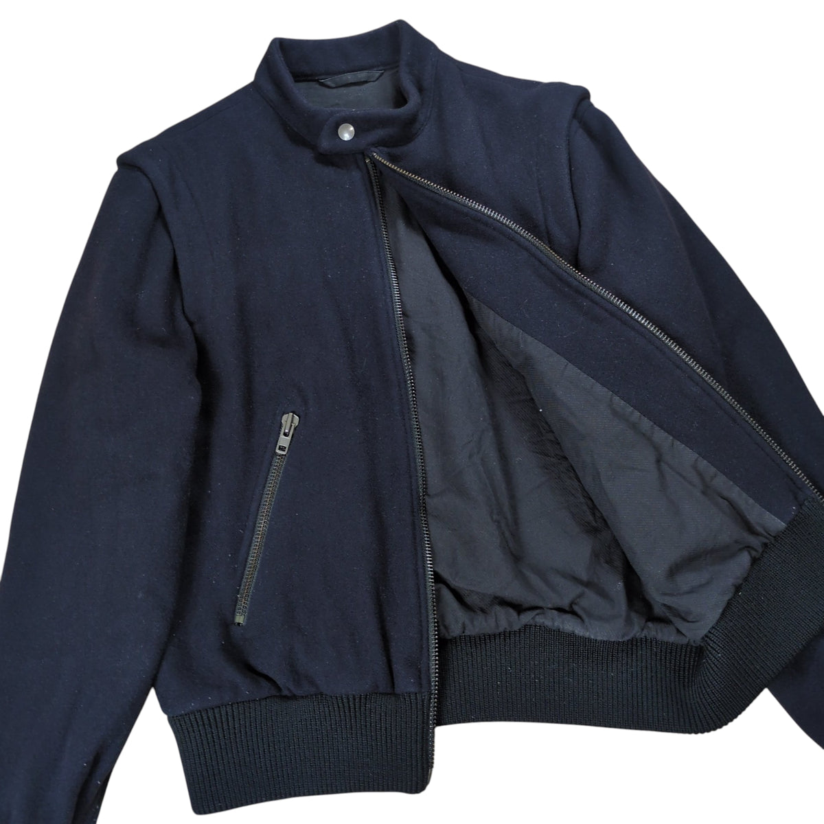 Maison Margiela Dark Navy Wool Full Zip Jacket Size 44