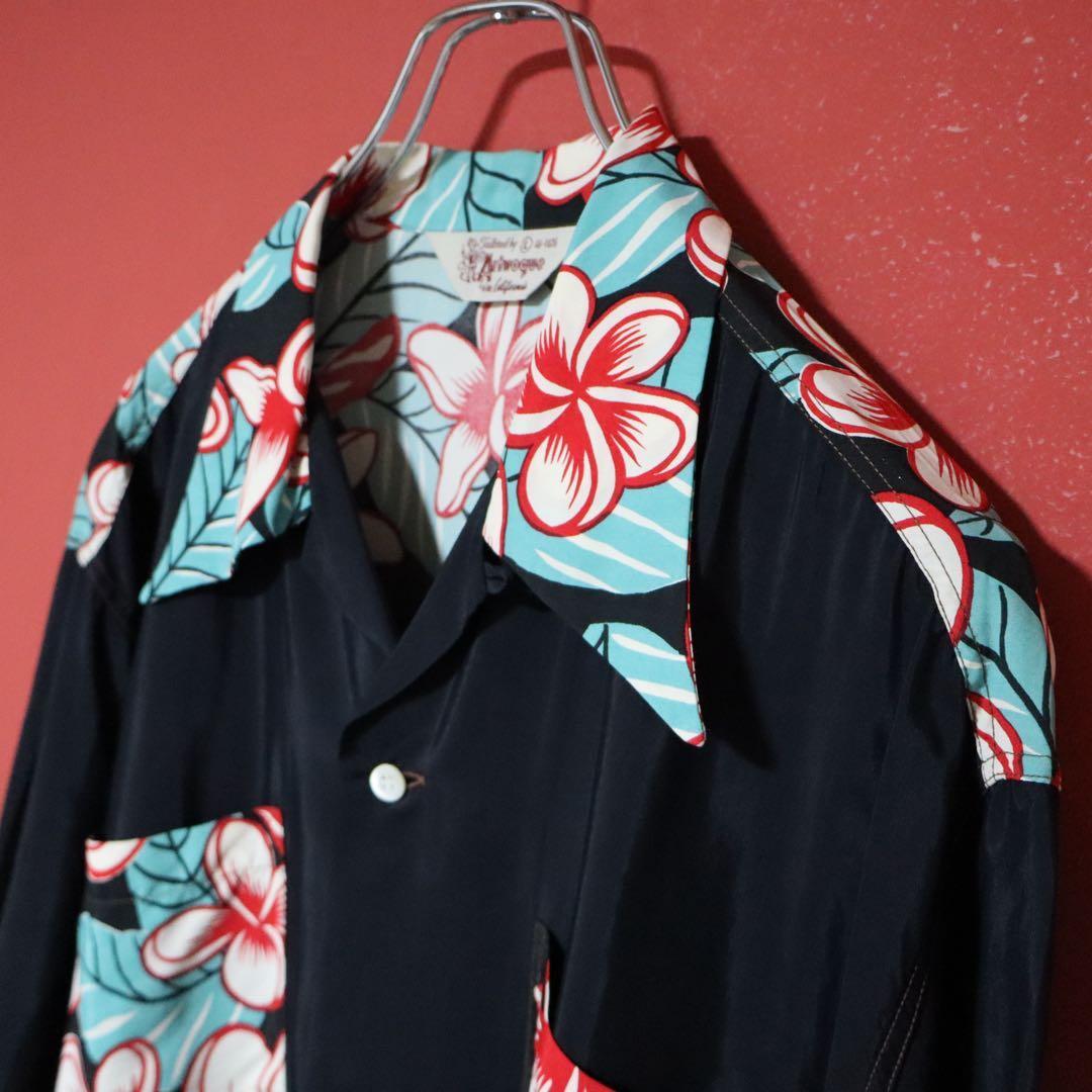 SUN SURF 00s Artvogue Hula Girl Open Collar Shirt Size L