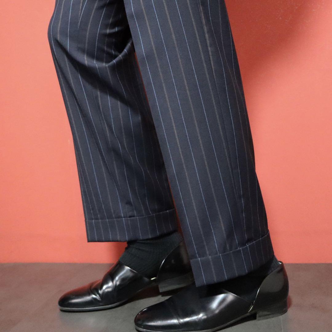 Etro Blue Multicolor Striped Lining Wool Silk Suit Size 44