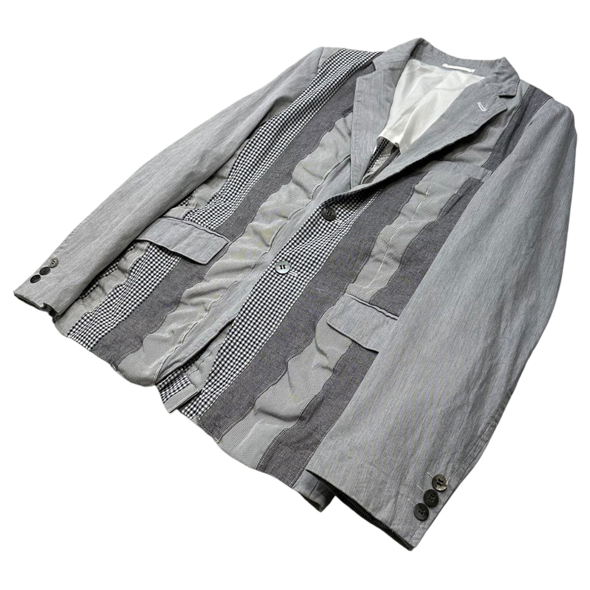 COMME des GARCONS HOMME 16SS Striped Check Blue Grey Jacket Size XS