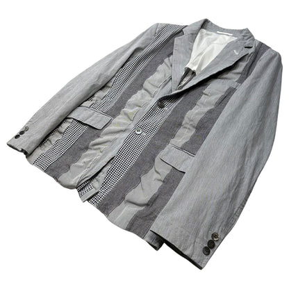 COMME des GARCONS HOMME 16SS Striped Check Blue Grey Jacket Size XS