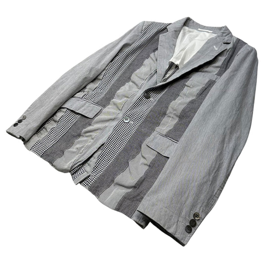 COMME des GARCONS HOMME 16SS Striped Check Blue Grey Jacket Size XS