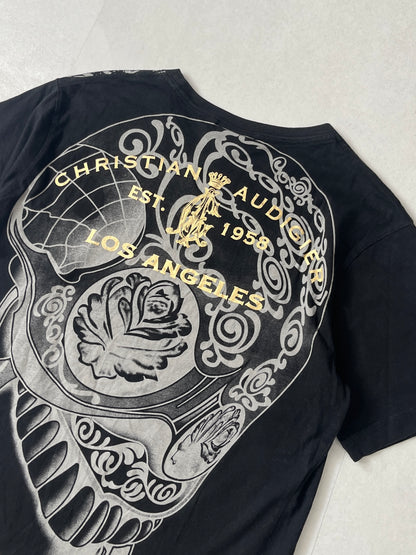 Christian Audigier Black Sequin T-Shirt Size M