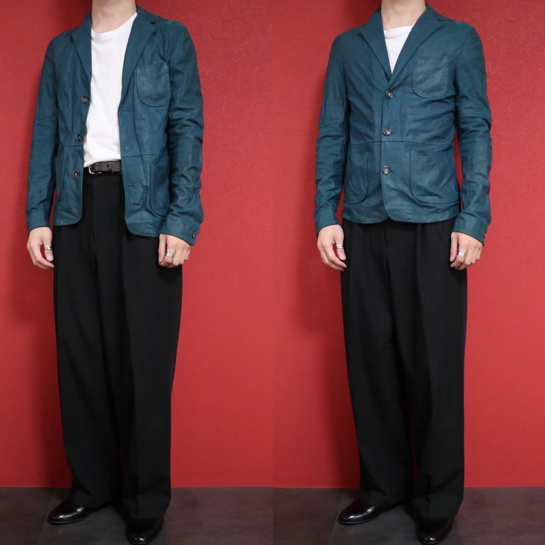 Vintage EMMETI Turquoise Blue Lamb Leather 3-Button Size 44
