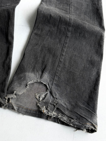 TORNADO MART Panel Seam Black Flare Jeans Size L