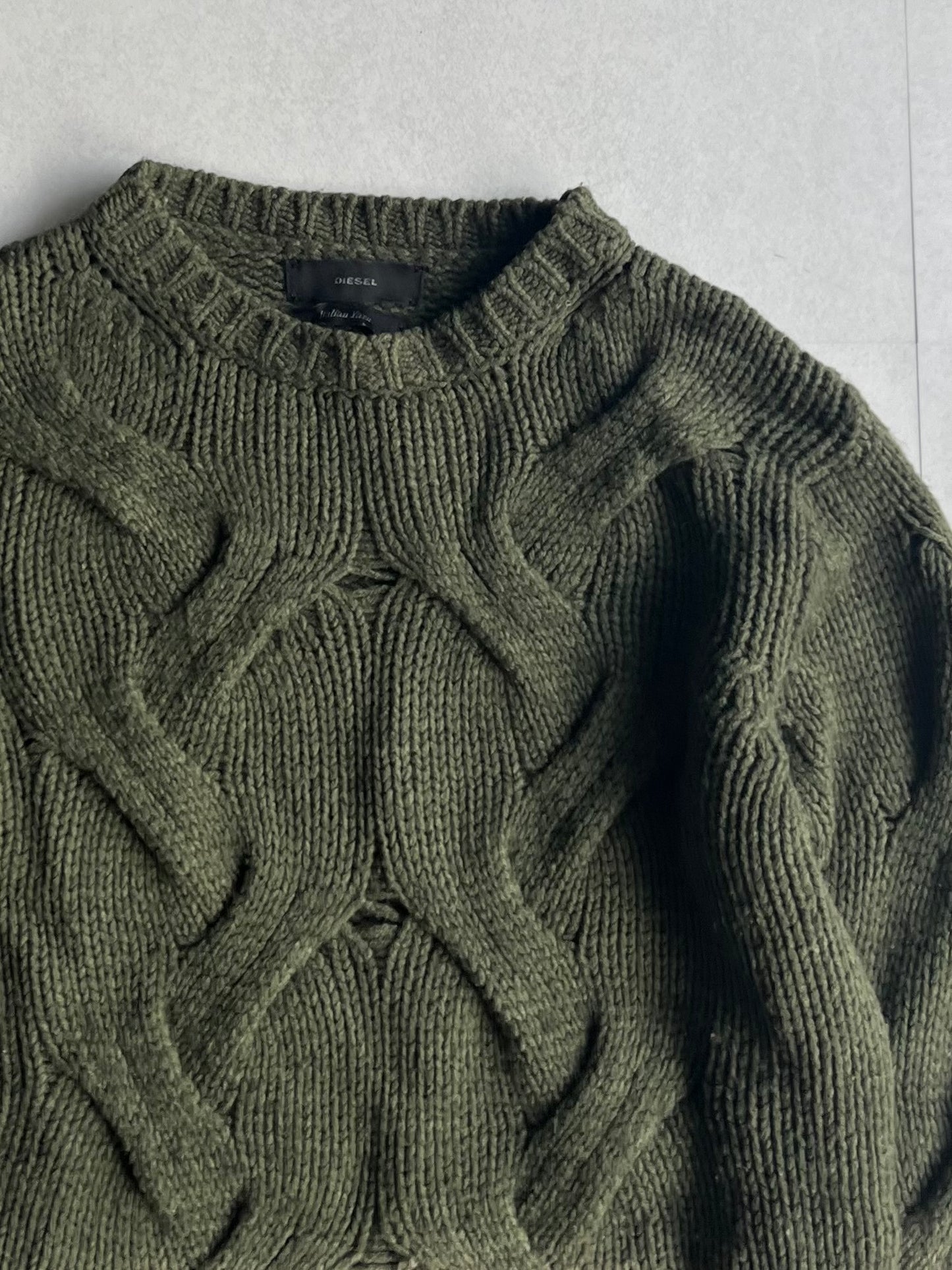 Diesel Green Acrylic Wool 3D Knit Sweater Size S