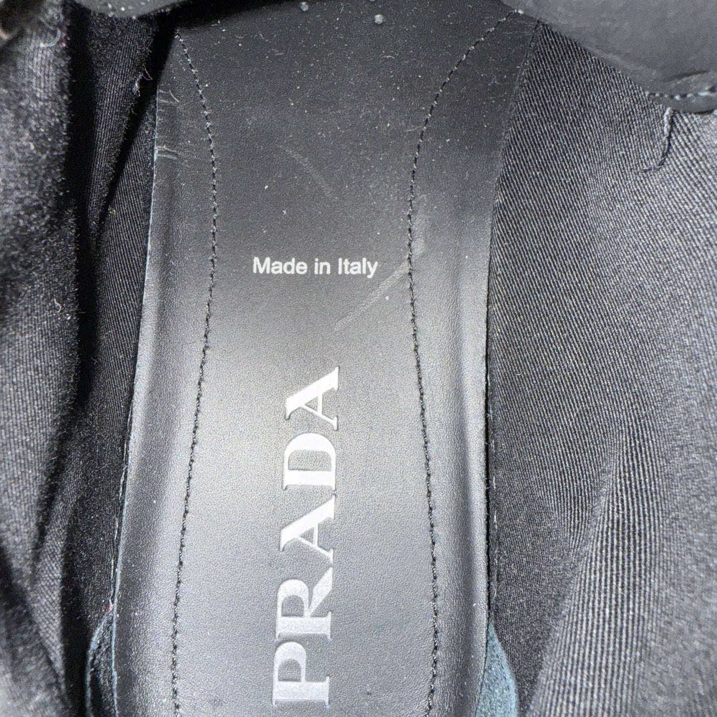 PRADA Sneakers Pointy High-Top Black Canvas Size 26.0cm