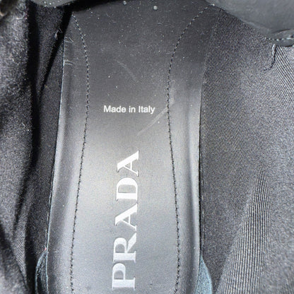 PRADA Sneakers Pointy High-Top Black Canvas Size 26.0cm