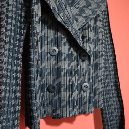 PLEATS PLEASE 15AW Gray Houndstooth Breasted P-Coat Size 3