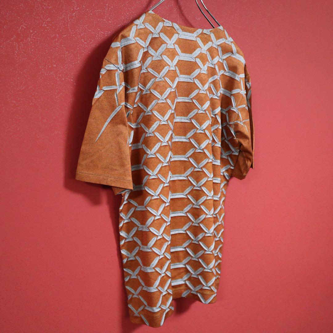 Issey Miyake Archive Patterned Pleated Orange T-Shirt Size 2