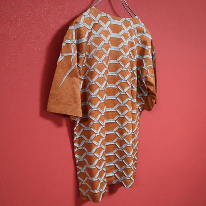 Issey Miyake Archive Patterned Pleated Orange T-Shirt Size 2