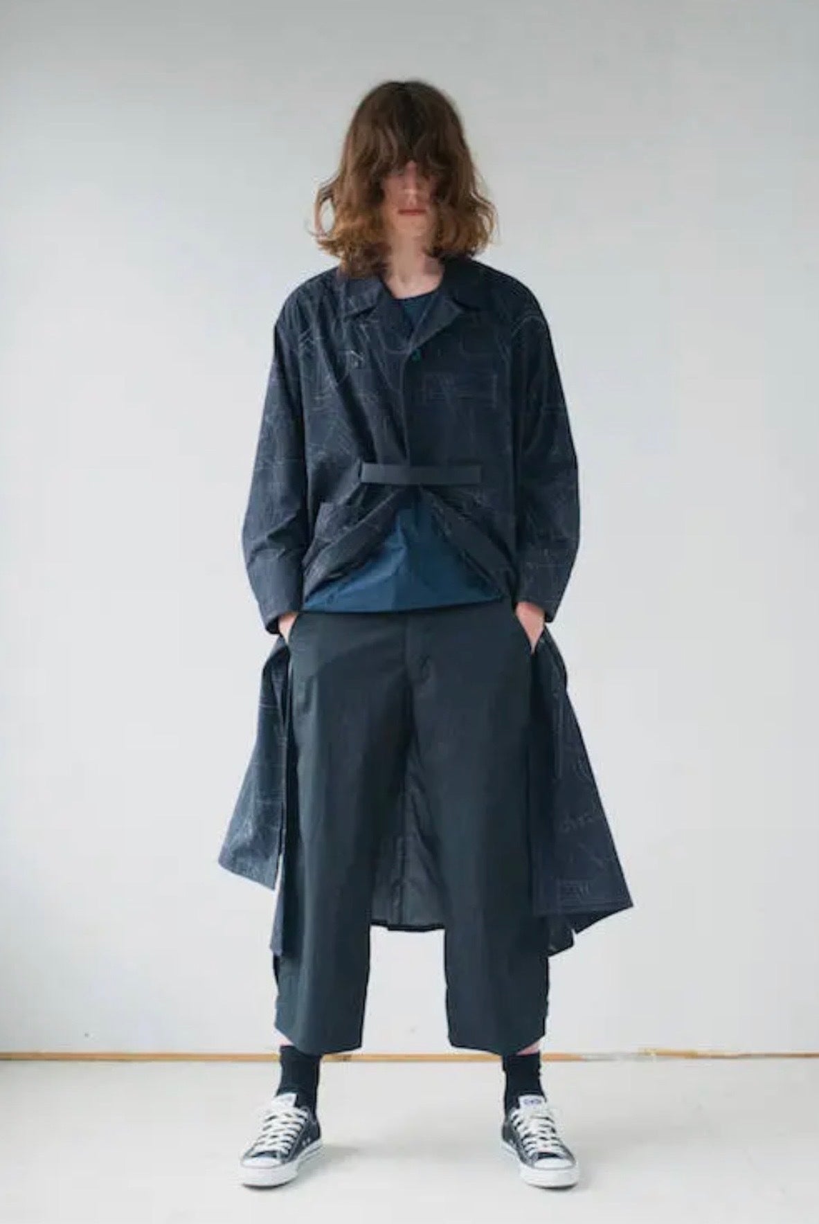 SHINYA KOZUKA 16SS Blue Nylon Long Trench Coat