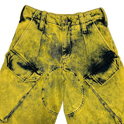 MARQUES ALMEIDA AW20 Acid Washed Cotton Pants Yellow Size S