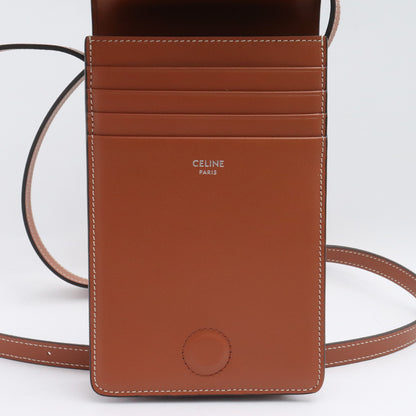 CELINE Vertical Triomphe Canvas Calfskin Bag Brown Size F
