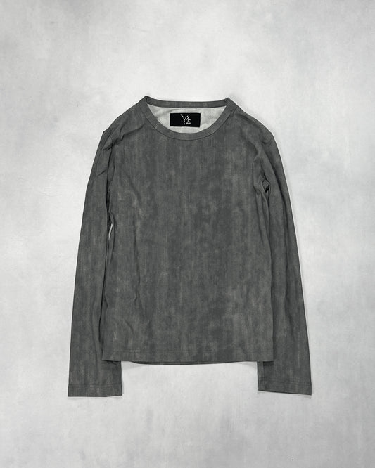 Yohji Yamamoto Stretch Nylon Mix Ink Gray Long Sleeve T-Shirt Size 2