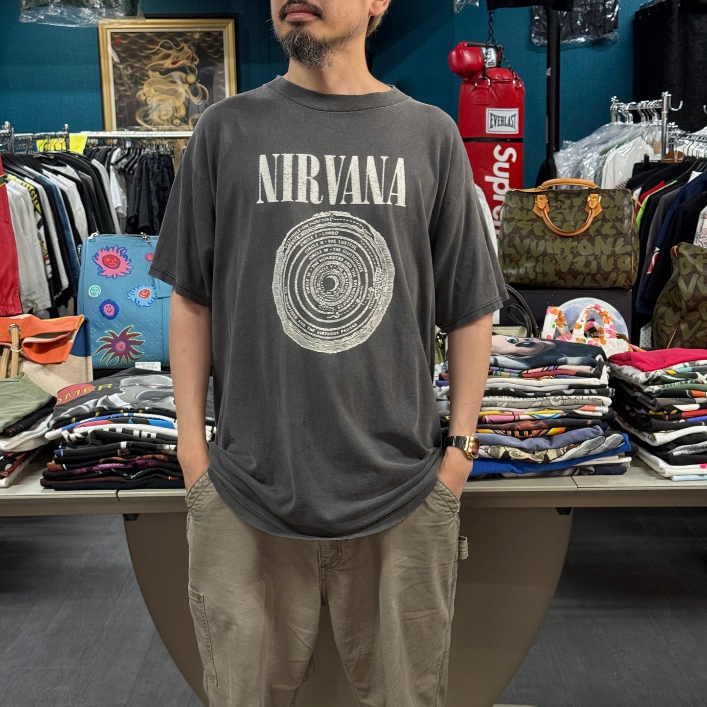 NIRVANA 90s "VESTIBULE" Faded Vintage Giant Tag T-Shirt Size XL