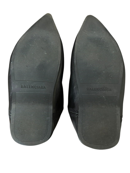 Balenciaga Black Pointed Toe Flat Mules Sandals