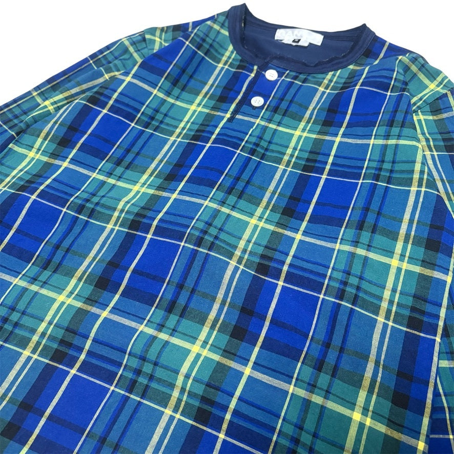 GANRYU 15SS Check Cotton Henley T-Shirt Size M