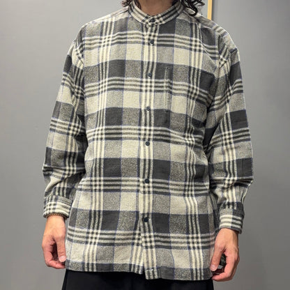 ISSEY MIYAKE 90s Cotton Check Band Collar Shirt Size L