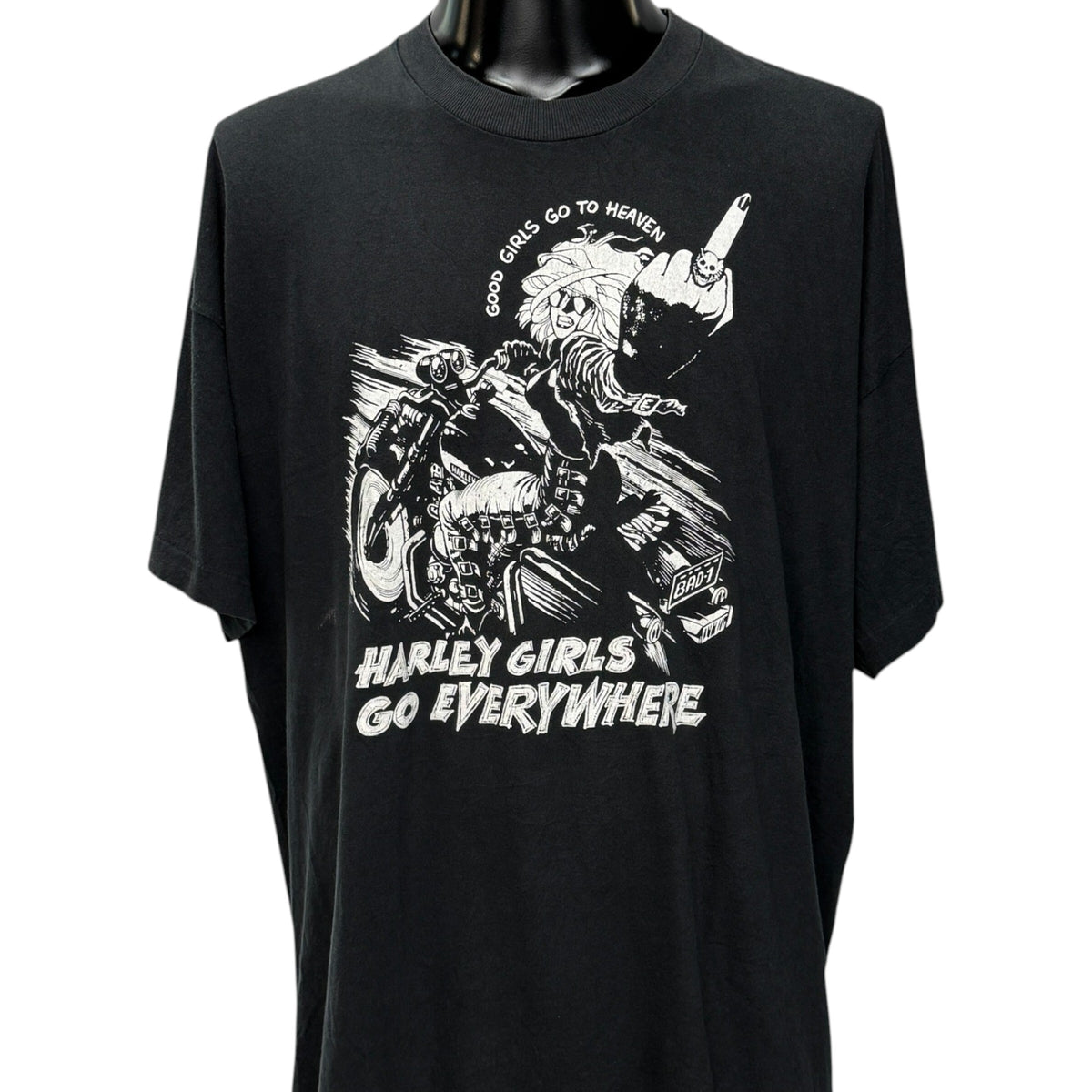 HARLEY GIRLS GO EVERYWHERE 90s Motorcycle T-Shirt Size XL