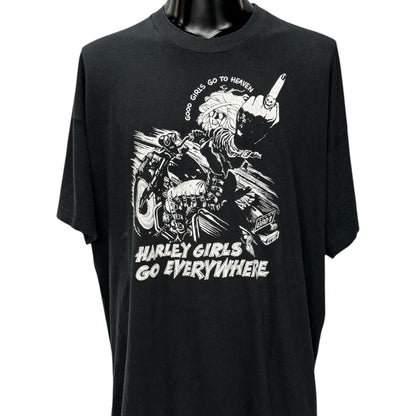 HARLEY GIRLS GO EVERYWHERE 90s Motorcycle T-Shirt Size XL