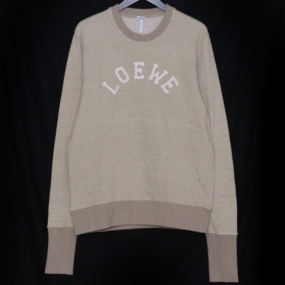 LOEWE 18AW Logo Patch Crewneck Sweatshirt Beige Size L