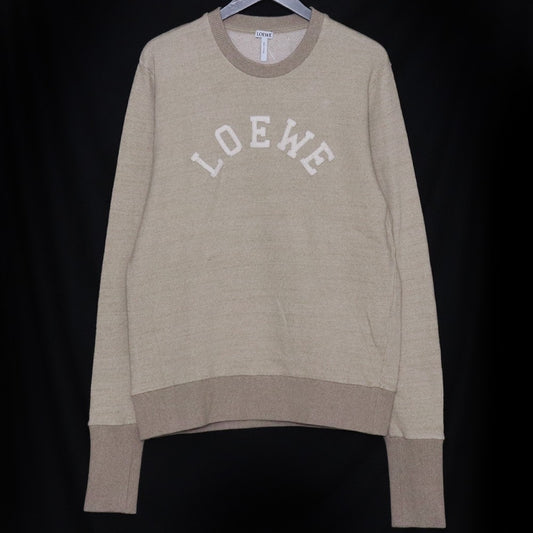 LOEWE 18AW Logo Patch Crewneck Sweatshirt Beige Size L