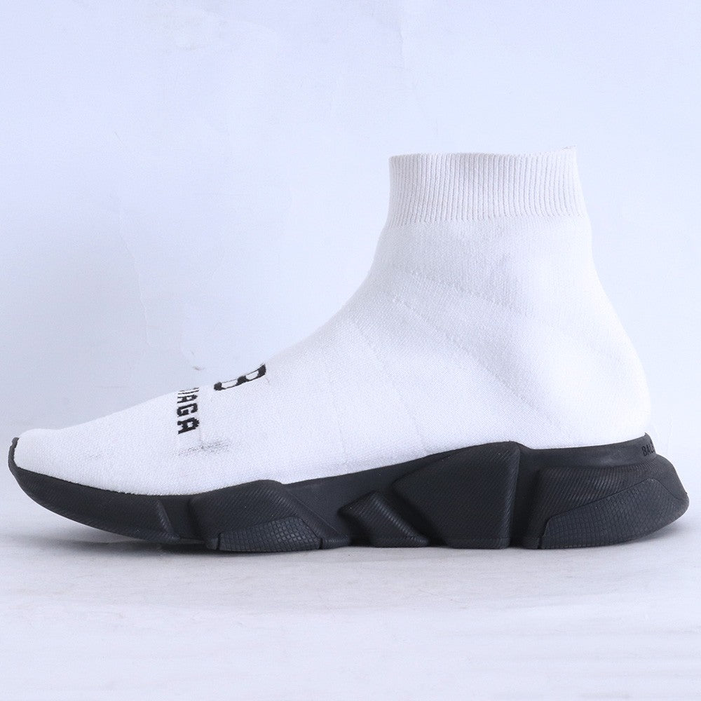 BALENCIAGA Speed Recycled High-Top Sneakers White Size 27cm