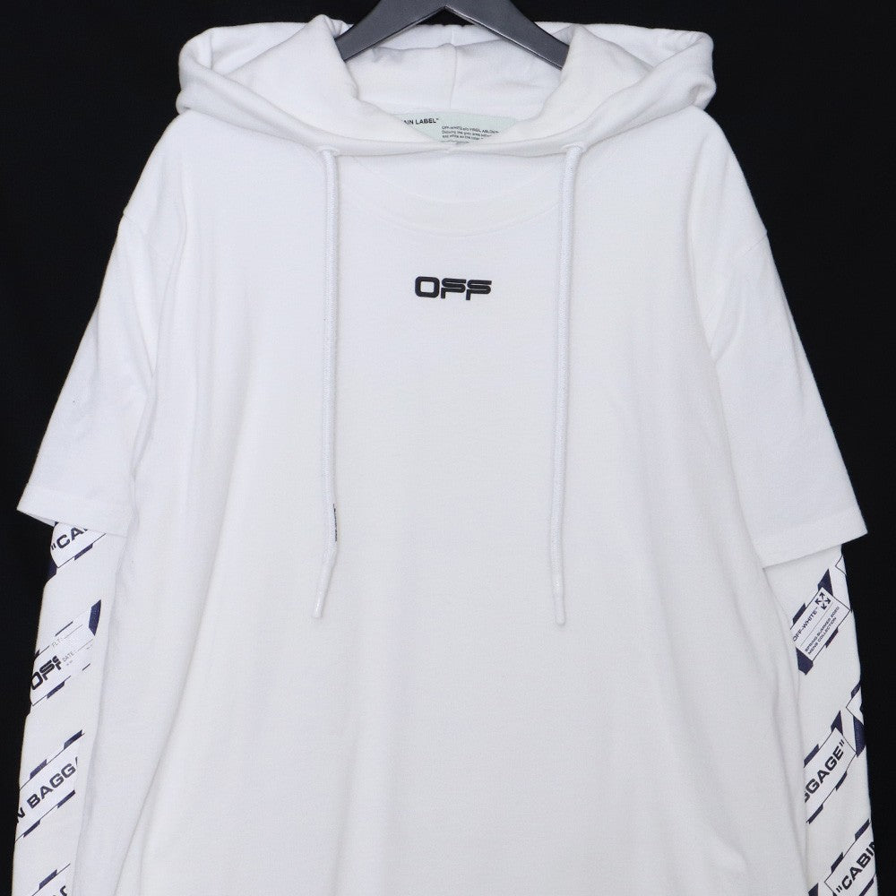 OFF-WHITE Airport Tape Layered Hoodie White Size M
