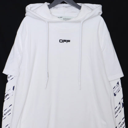 OFF-WHITE Airport Tape Layered Hoodie White Size M